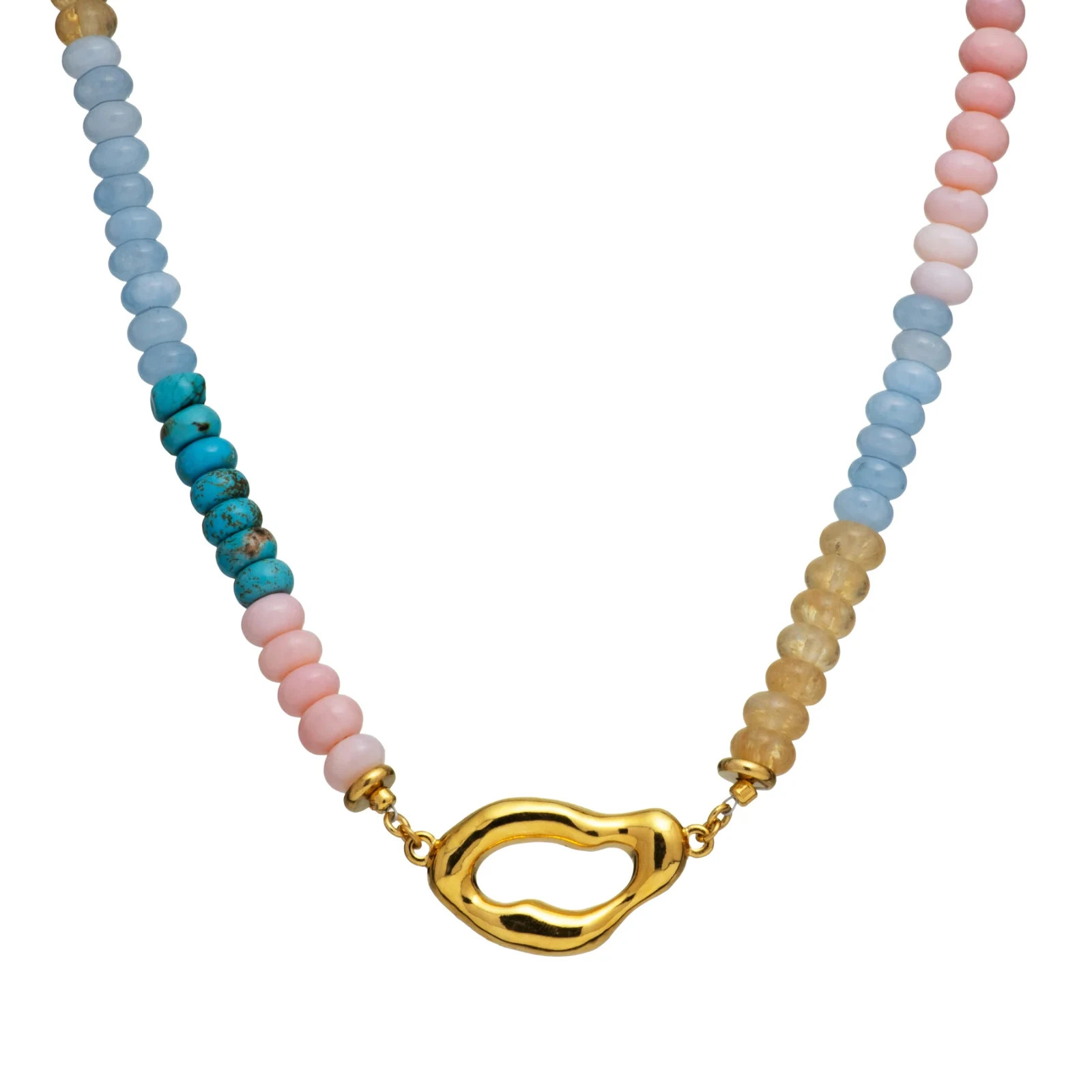 MAYAMAR Beaded Organic Necklace , Turqoise, Aquamarine, Opal, Agate, 24K Plated MAYAMAR Beaded Organic Necklace , Turqoise, Aquamarine, Opal, Agate, 24K Plated