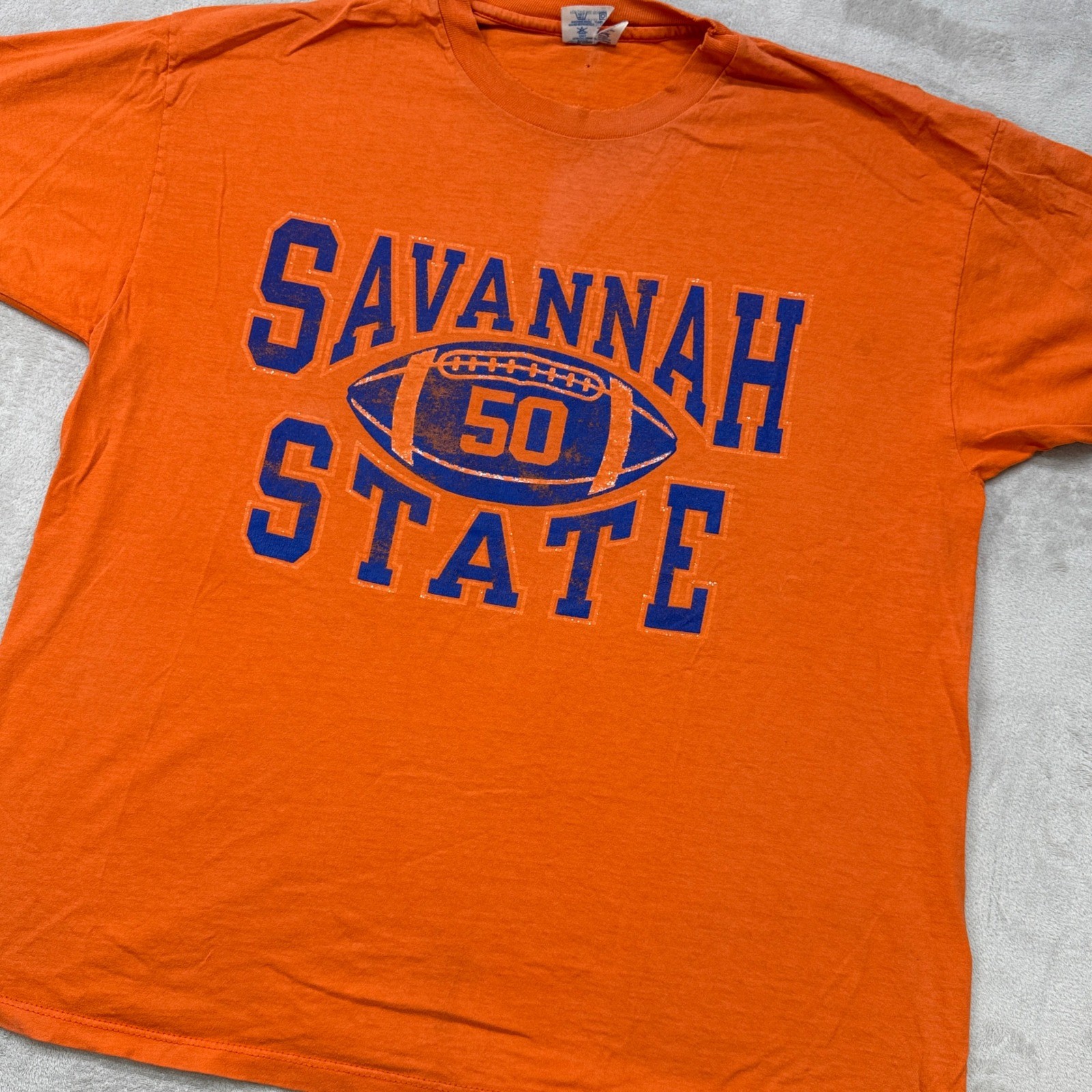Vintage Savannah State Football Champion T-Shirt Mens XL Orange Graphic Tee USA