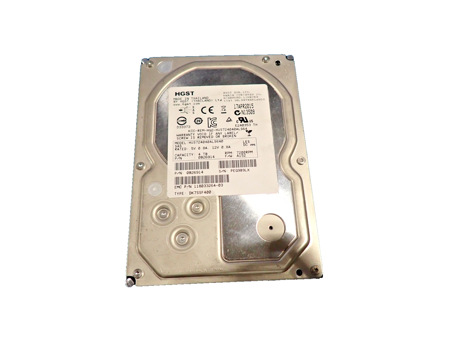 EMC 118033264-03 4TB 7.2K 3.5 inch 6G VNX for VNX HDD Internal Hard Disk Drive