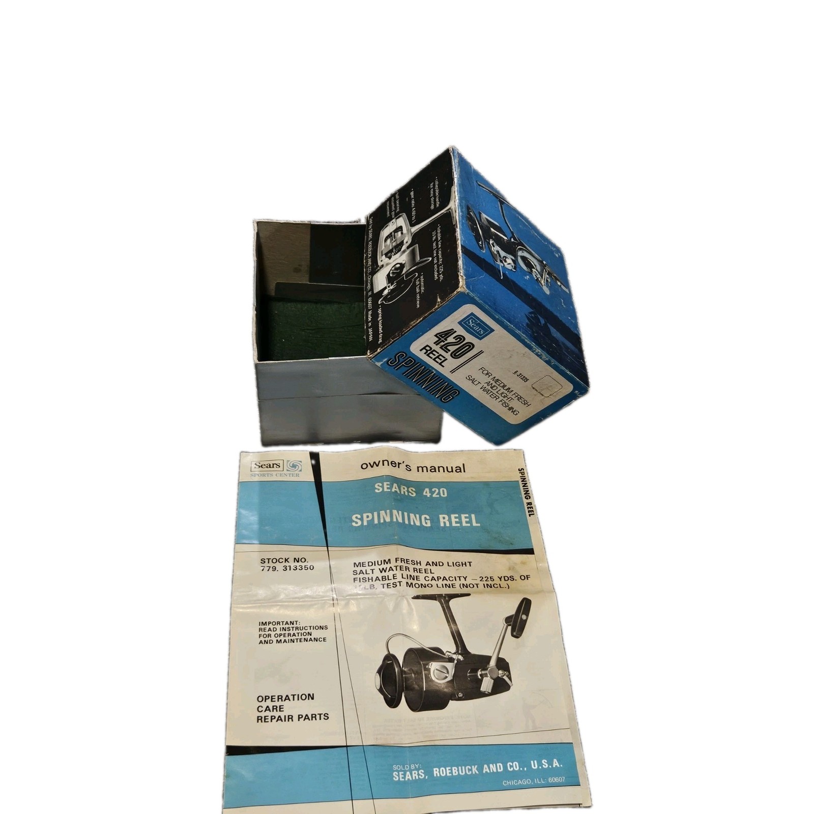 Vintage Sears 420 Spinning Reel Original Box And Owners Manual Only ( No Reel)