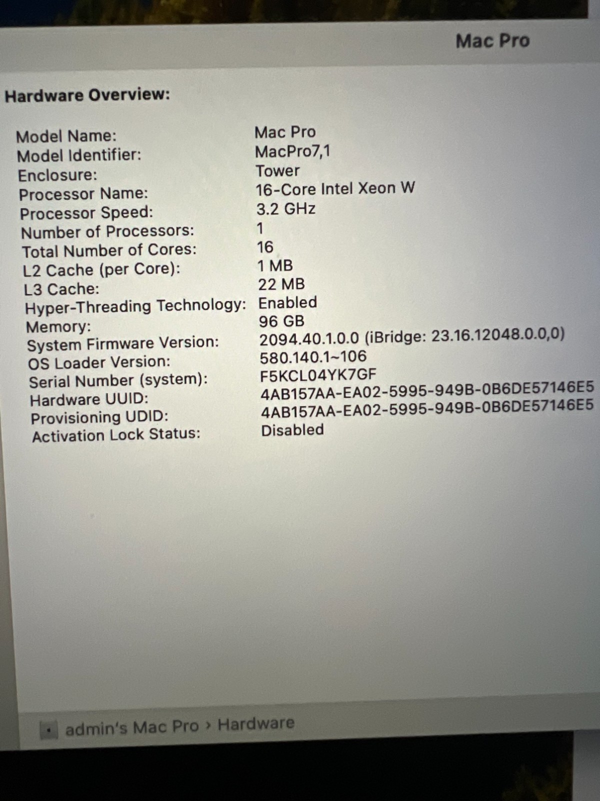 Apple Mac Pro 7,1 2019 16-Core Xeon W 96GB RAM 2TB SSD Radeon Pro Vega II Duo