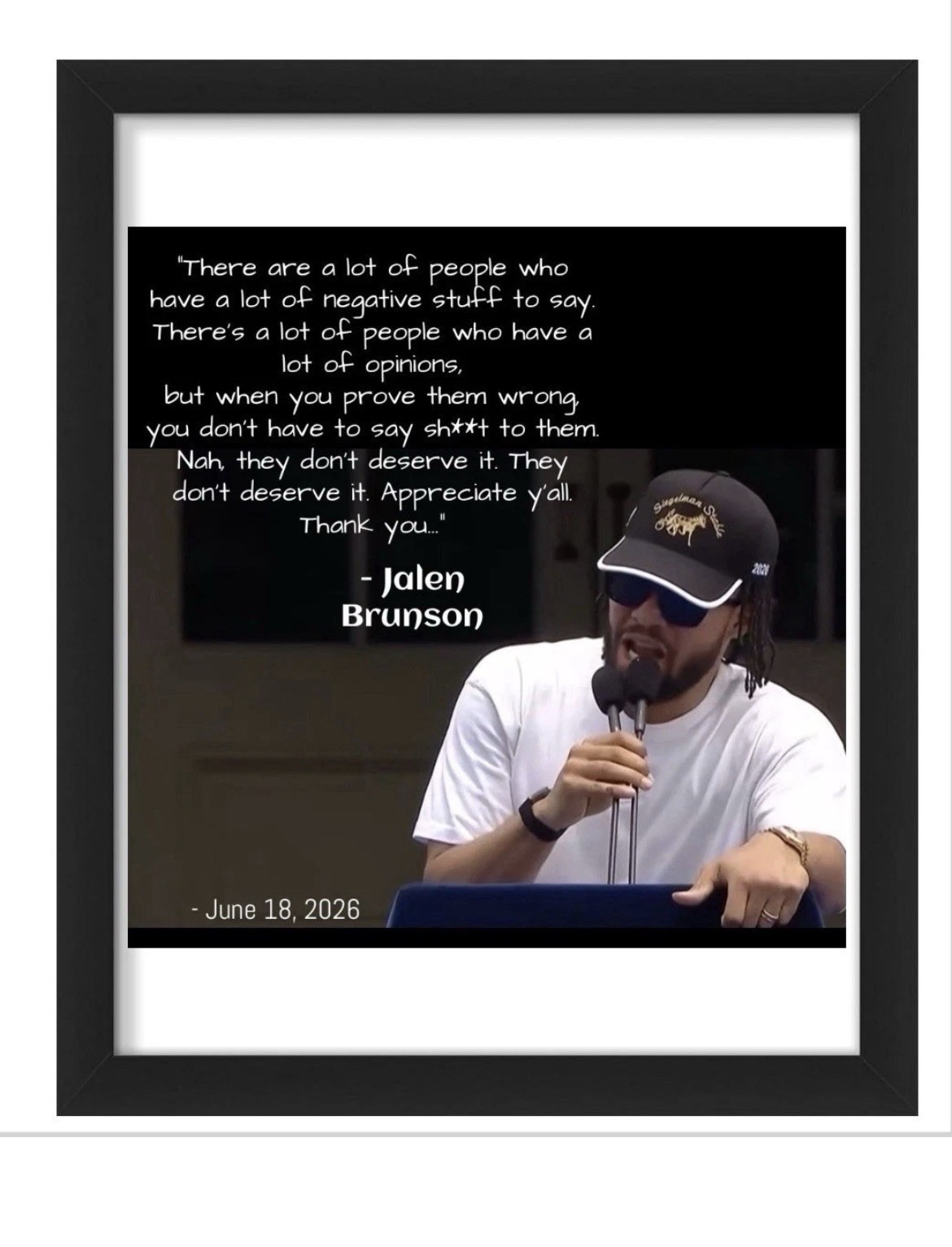 Jalen Brunson New York Knicks Reprint Photo w/ 2025-26 Framed - Quote