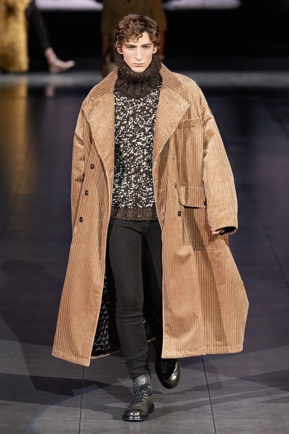 Dolce & Gabbana FW20 Runway Corduroy Double-Breasted Coat NWT