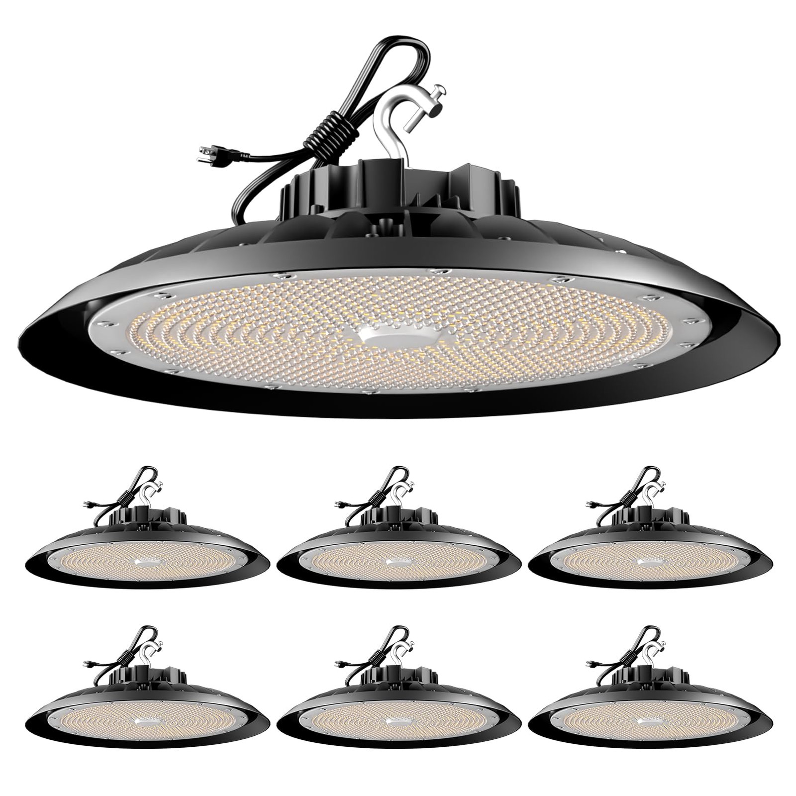 6 PACK Lightdot LED High Bay Lights 200W 30000lm Commercial UFO Lighting