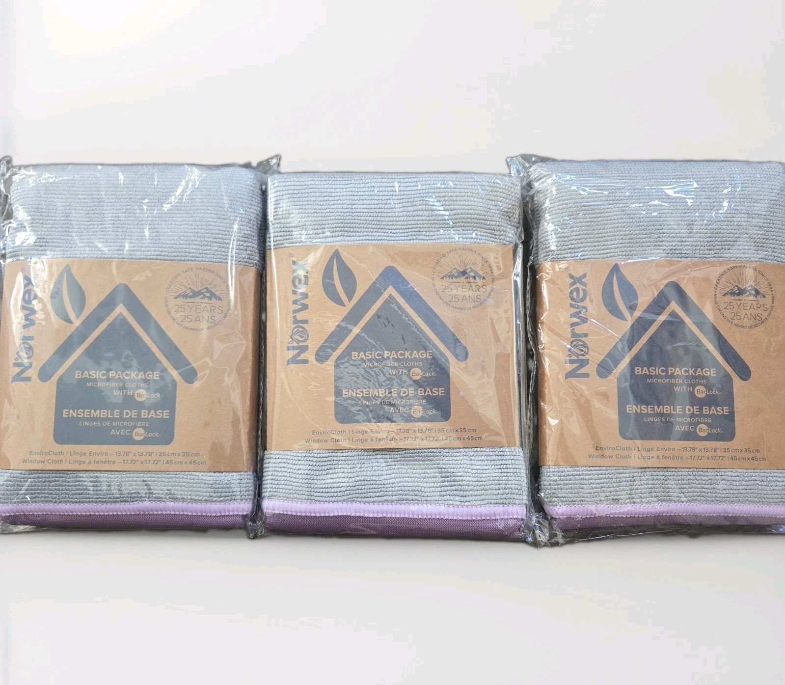 Lot of 3 Norwex Basic Package (3 EnviroCloth, 3 Window Cloth) 