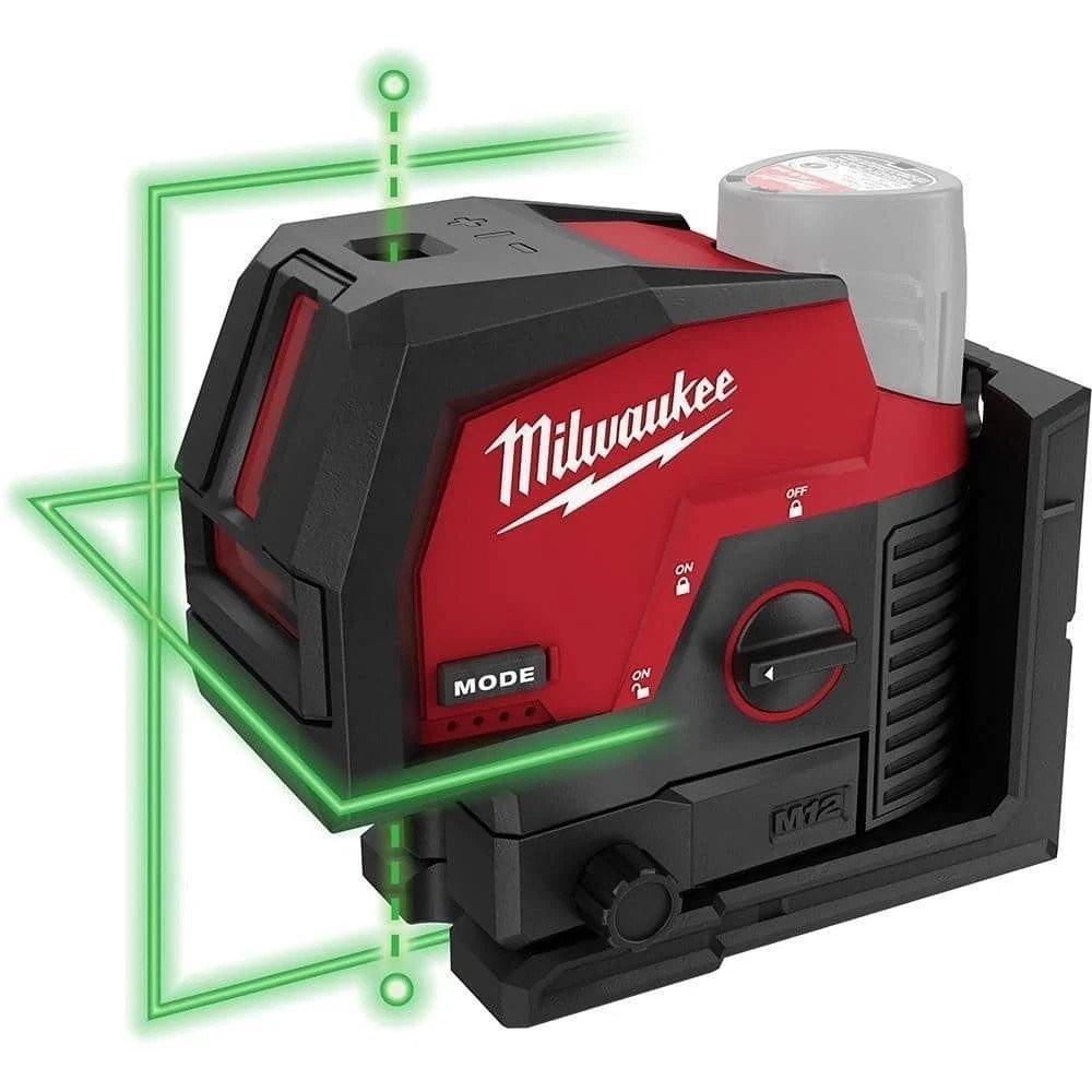 Milwaukee 3622-20 M12 12V Volt Green Laser Cross Line & Plumb Points
