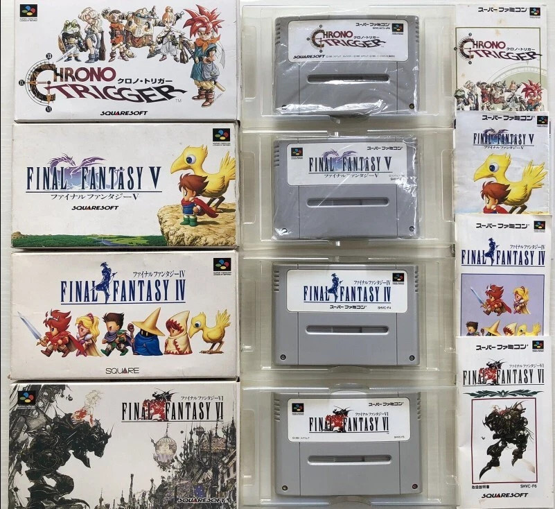 Nintendo Super Famicom Chrono Trigger Final Fantasy IV V VI set Japan SFC w/box
