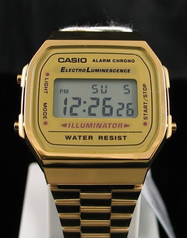 USA MEN'S GOLD TONE STAINLESS STEEL DIGITAL WATCH A168WG