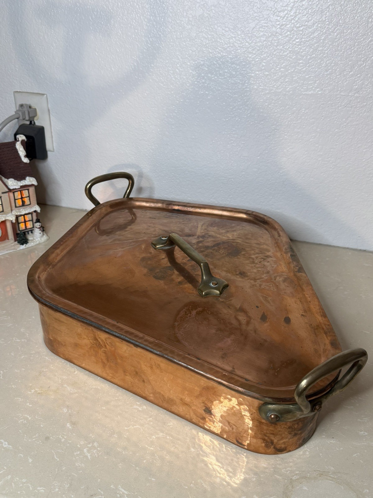 Vintage Williams Sonoma Copper Turbotiere hand hammered Kettle Fish Poacher