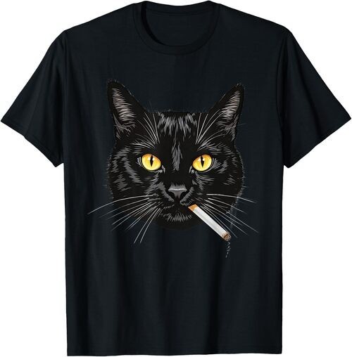 Smoking Cat Aesthetic Black-Cat Dad Meow Kitten Cat Lovers T-Shirt Smoking Cat Aesthetic Black-Cat Dad Meow Kitten Cat Lovers T-Shirt