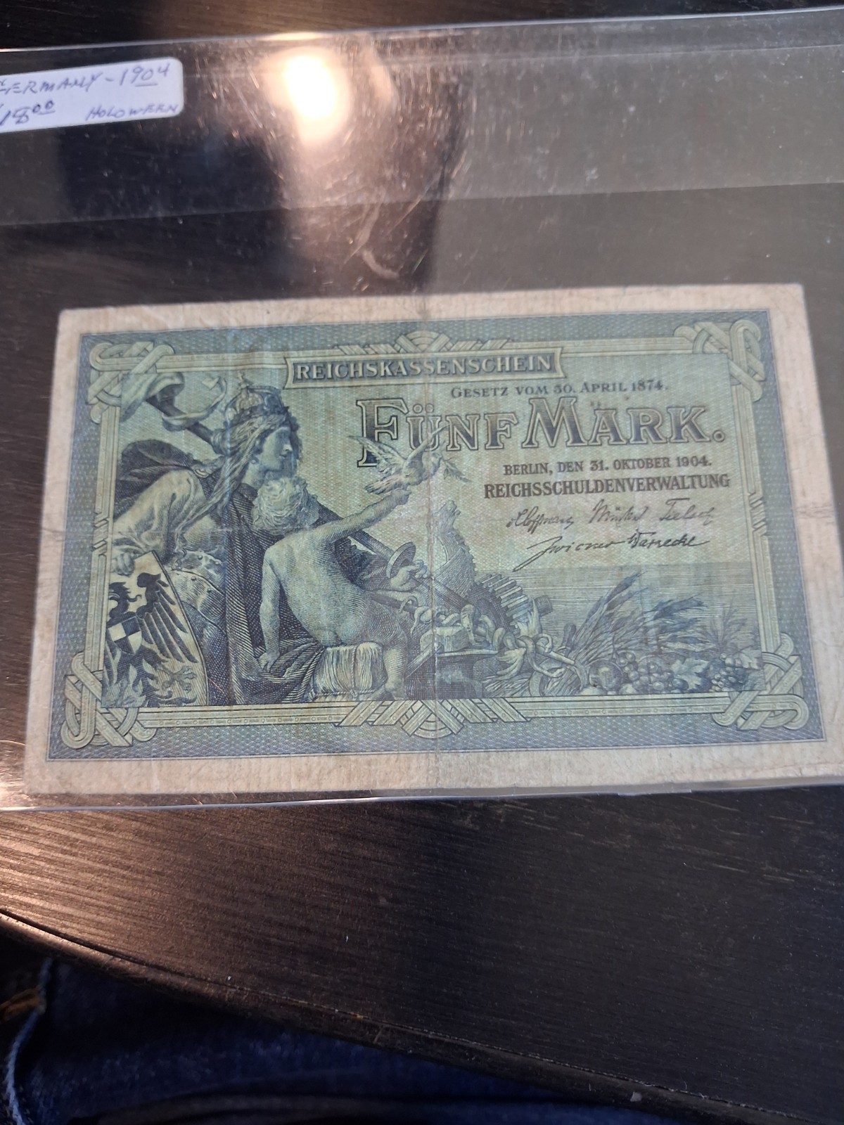 Germany 5 Mark Reichskassenschein Banknote 1904 Circulated Uncertified
