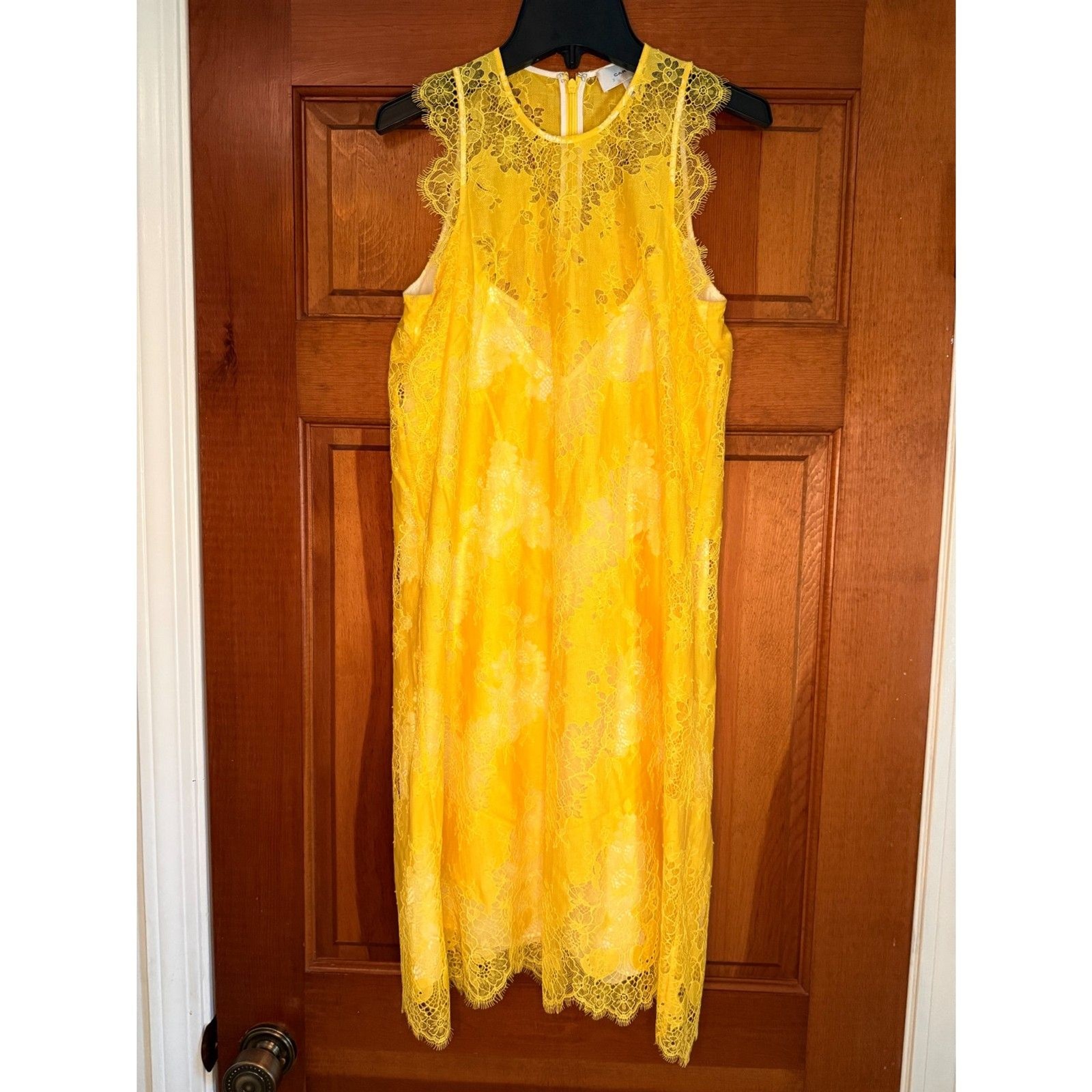 Carven Yellow Lace Sleeveless Dress Women\'s