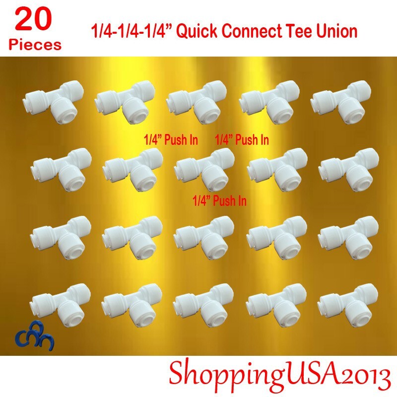 20 X Quick Connect Tee Fitting Connector 1/4-1/4\