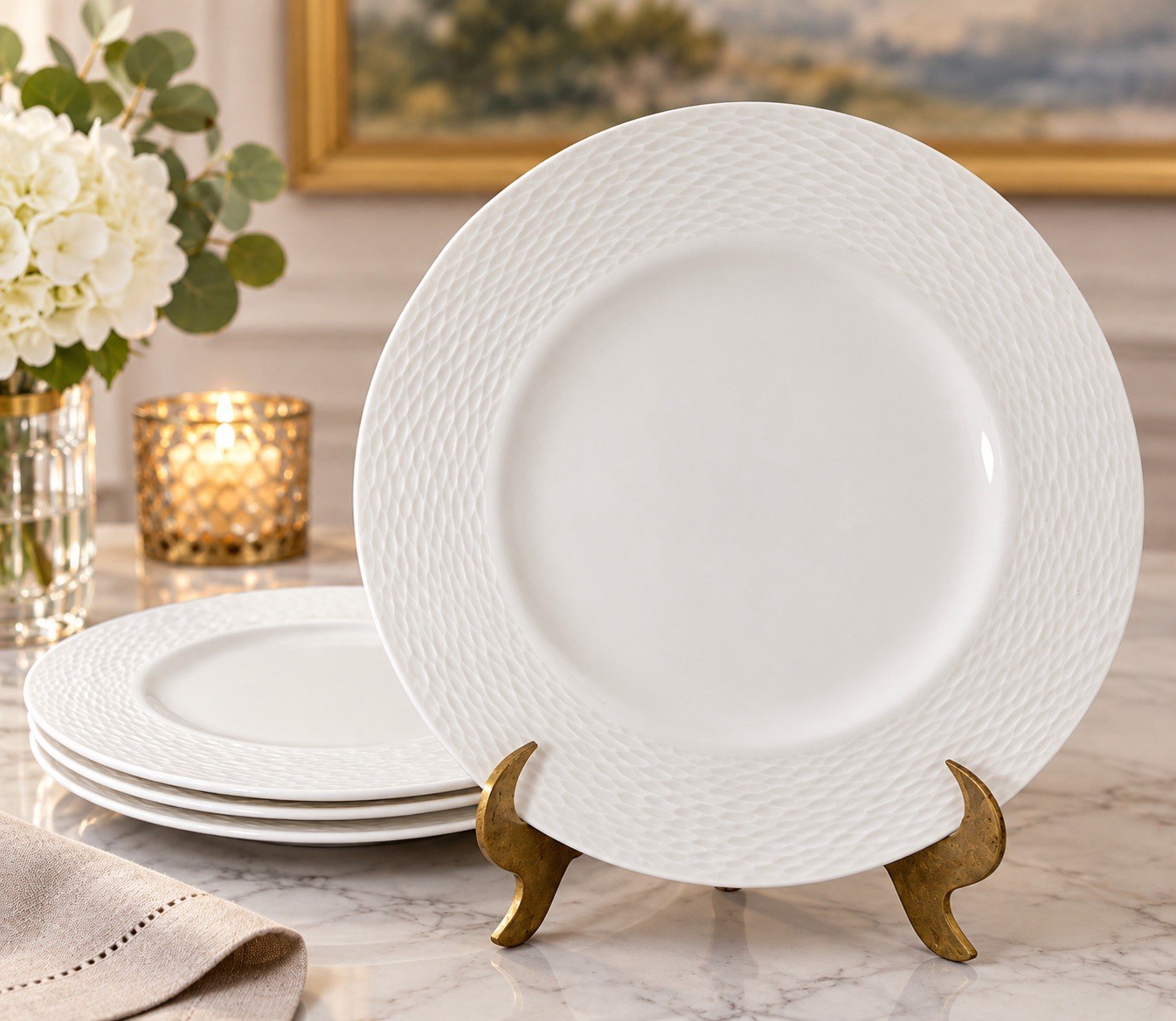 Lenox Harrington textured White Set of 4 Salad Plates - NEW