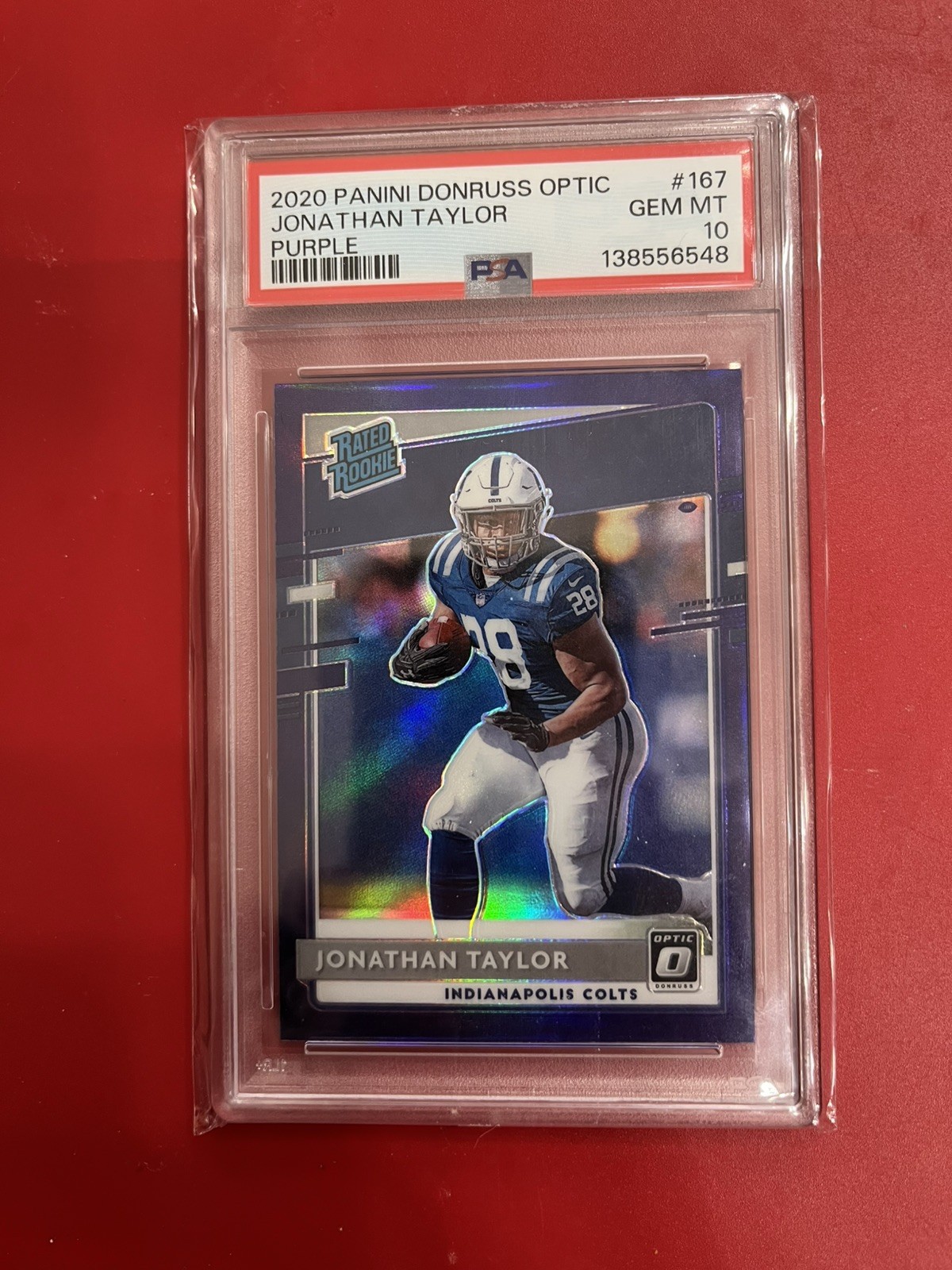2020 Panini  Optic Purple Jonathan Taylor Rated Rookie  43/50 PSA 10 Gem Mint