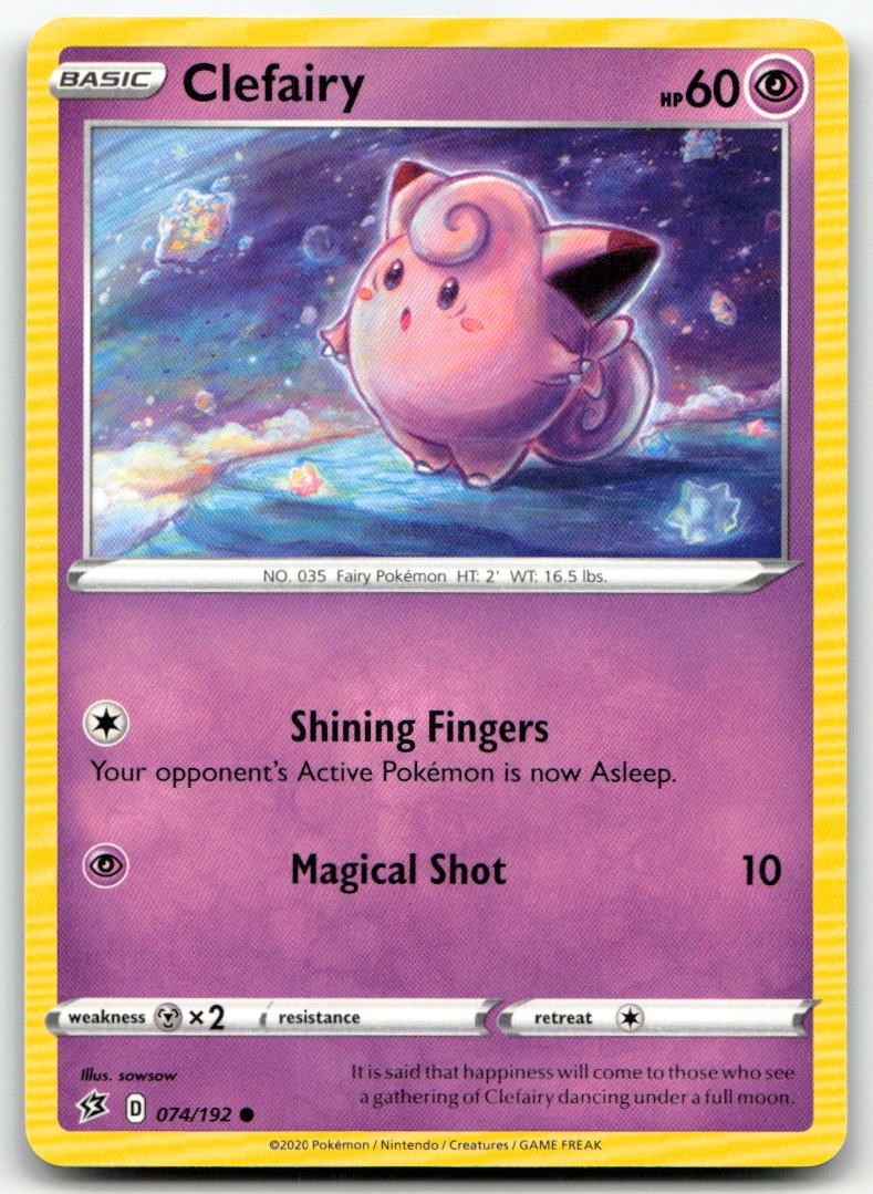 Clefairy 074/192 Common Rebel Clash Pokemon Near Mint Clefairy 074/192 Common Rebel Clash Pokemon Near Mint