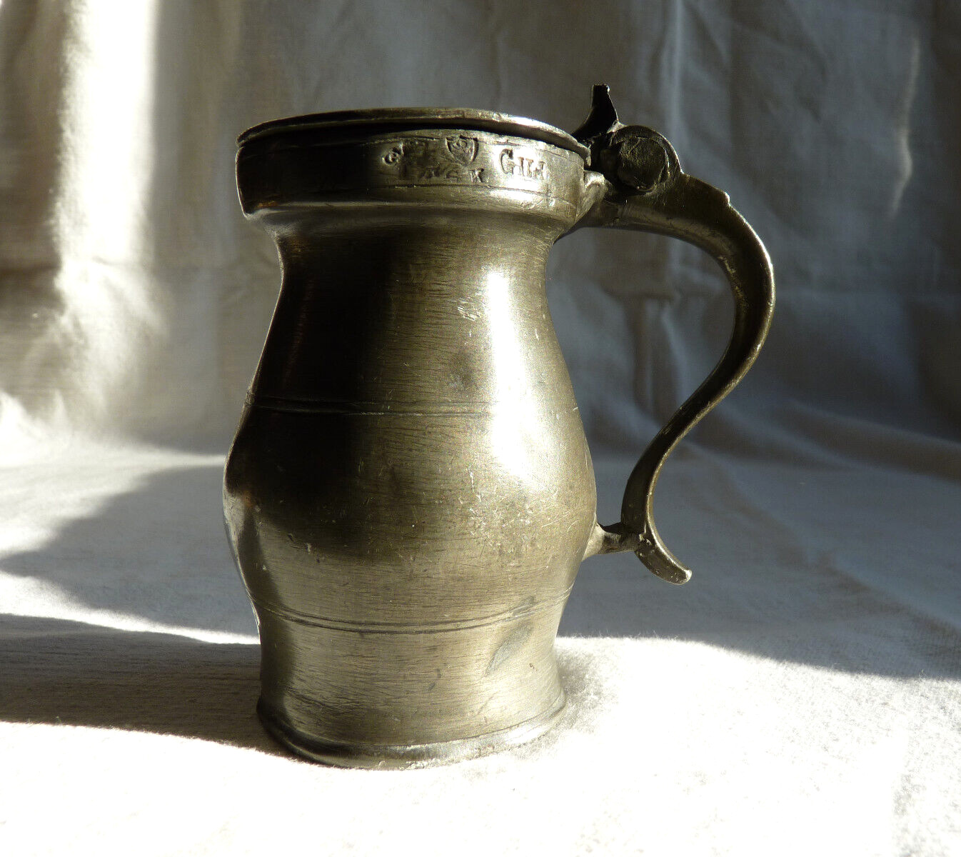 Rare Antique Scottish Pewter Flat Lidded Gill Measure Kirkcudbright County 1826 