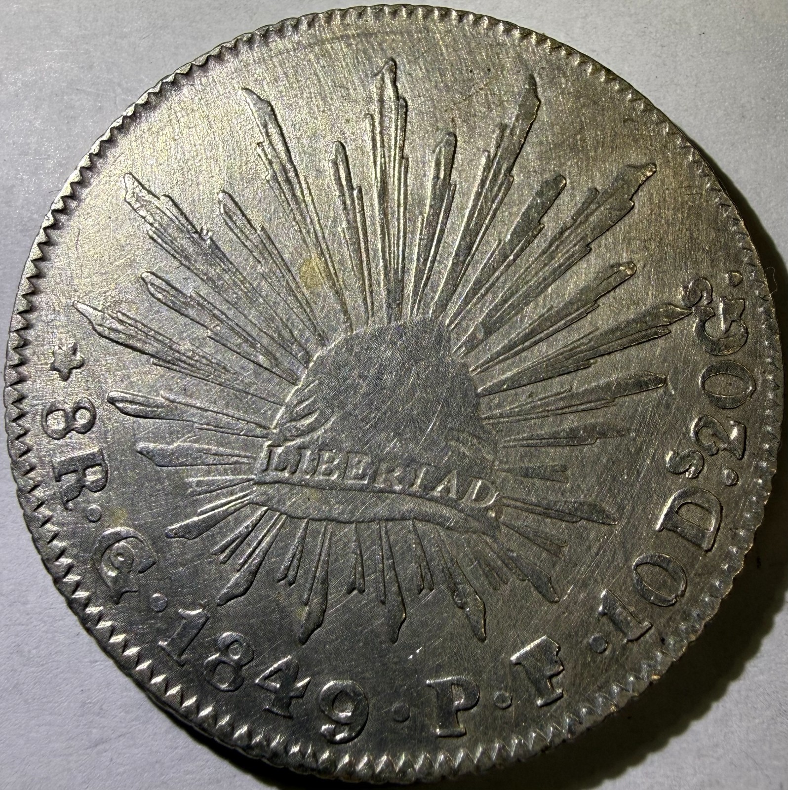 1849 Go PF Guanajuato Mexico 8 Reales Silver Coin 1849 Go PF Guanajuato Mexico 8 Reales Silver Coin
