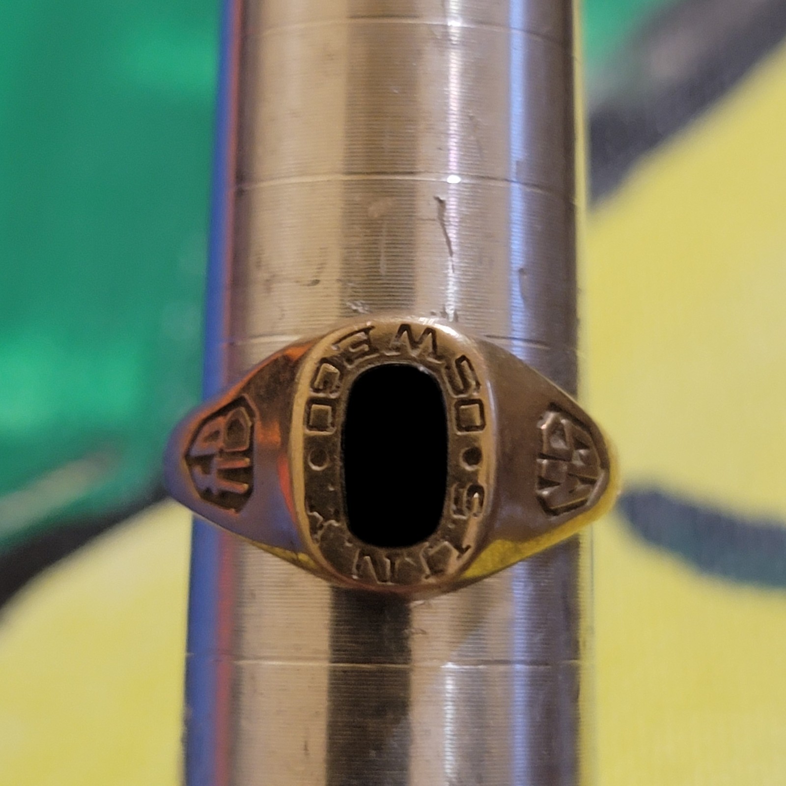 RARE 1984 Jostens 10K Gold Black Onyx Suny Oswego MS Ring size 6.5