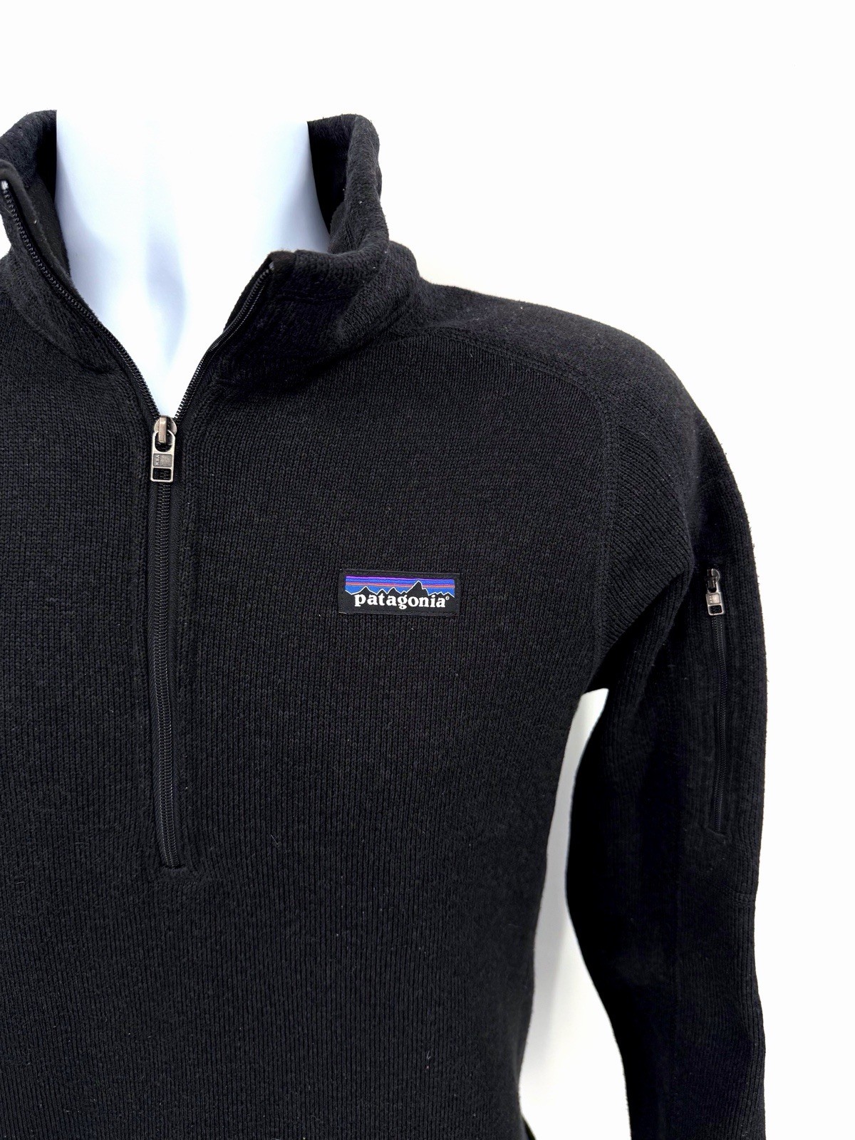 Patagonia Women\'s Large Better Sweater 1/4 Zip Fleece Pullover Solid Black Logo