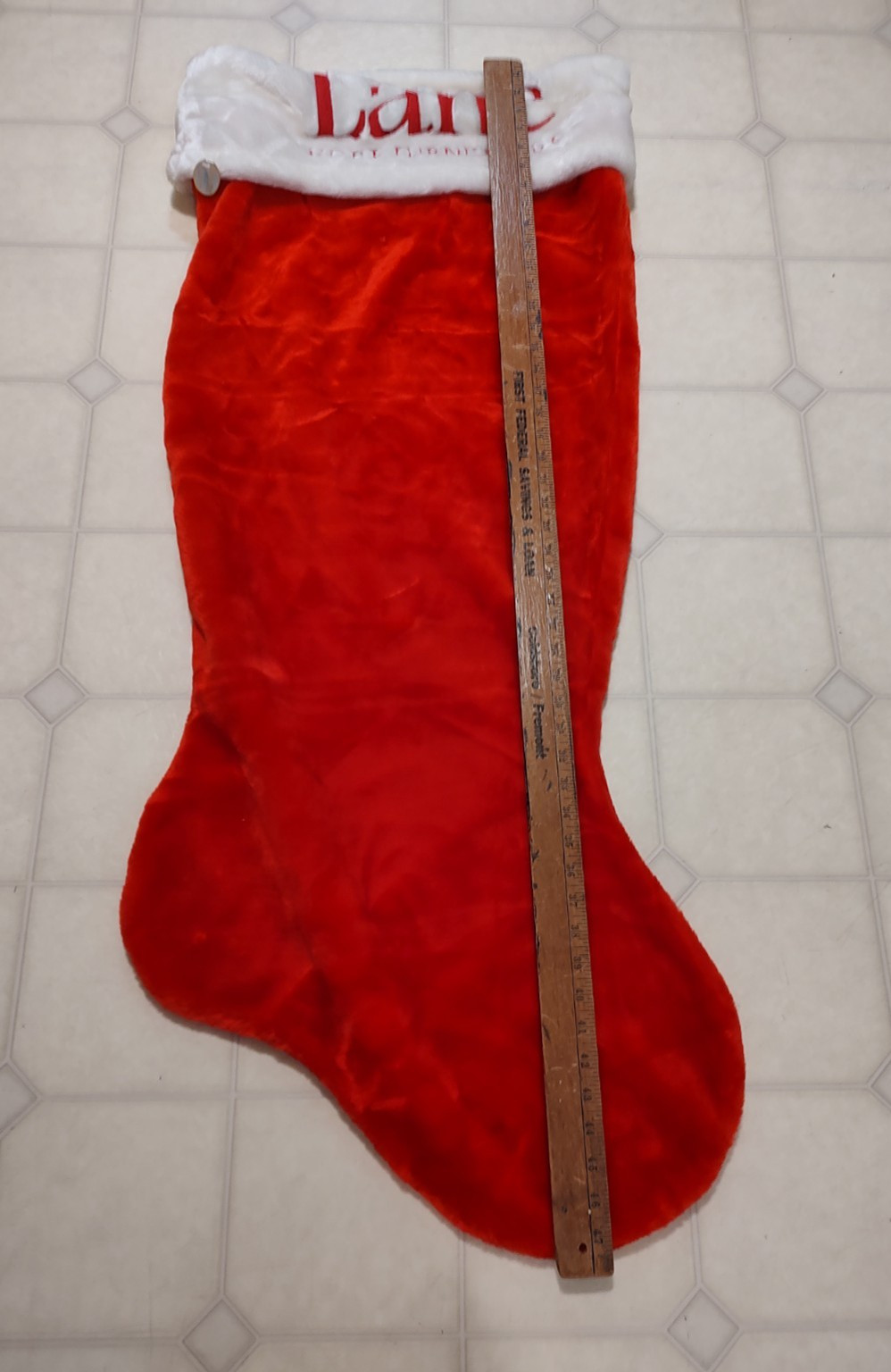 NWT Lane Home Furnishings Jumbo Plush Christmas Stocking Advertising 47\ NWT Lane Home Furnishings Jumbo Plush Christmas Stocking Advertising 47\