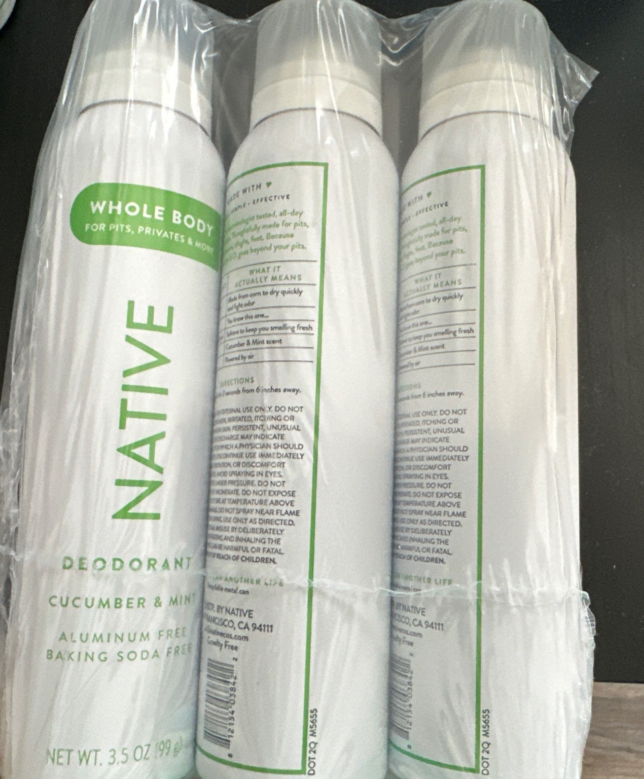 3 Pack-Native Whole Body Aluminum Free Spray Deodorant, Cucumber & Mint, 3.5 oz 3 Pack-Native Whole Body Aluminum Free Spray Deodorant, Cucumber & Mint, 3.5 oz