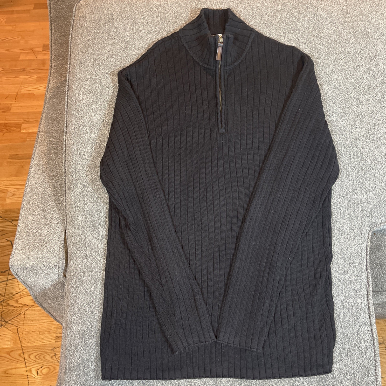 Covington Quarter Zip Sweater Size Large Brown Ribbed Cotton Pullover Men\'s Covington Quarter Zip Sweater Size Large Brown Ribbed Cotton Pullover Men\'s