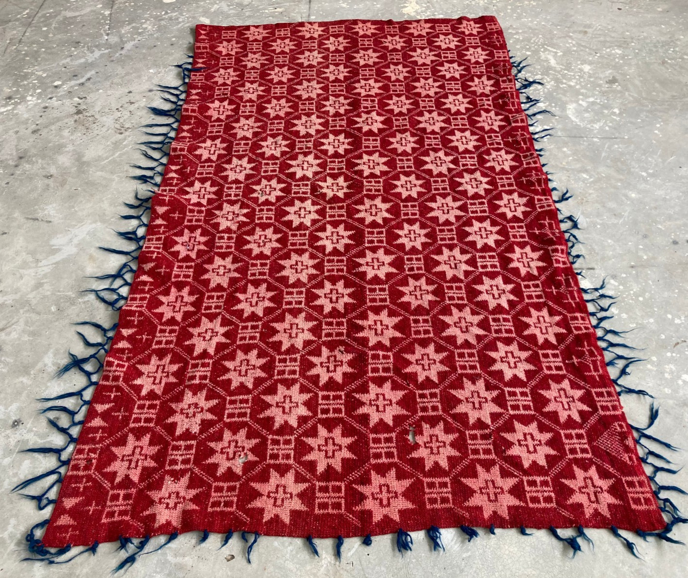 Vintage Handmade Turkish Anatolian All Over Star Motif Wool Kilim Rug 220x127 cm Vintage Handmade Turkish Anatolian All Over Star Motif Wool Kilim Rug 220x127 cm