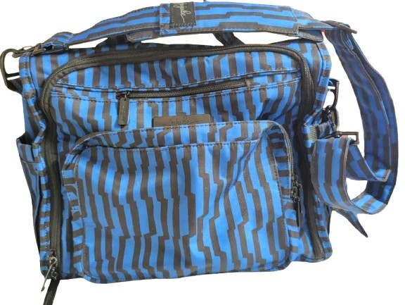 JU JU BE BFF Convertible Diaper Bag Backpack Black & Blue Stripes Lg Organizer 