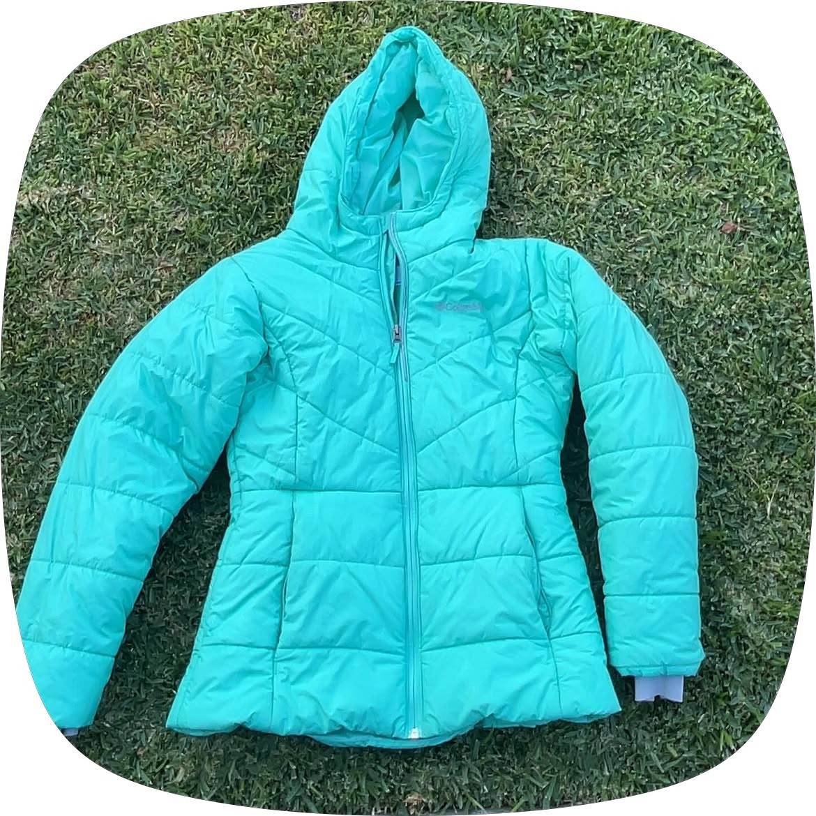 Columbia Girls Turquoise Hooded Puffer Jacket Full Zip Nylon Shell Size L Columbia Girls Turquoise Hooded Puffer Jacket Full Zip Nylon Shell Size L