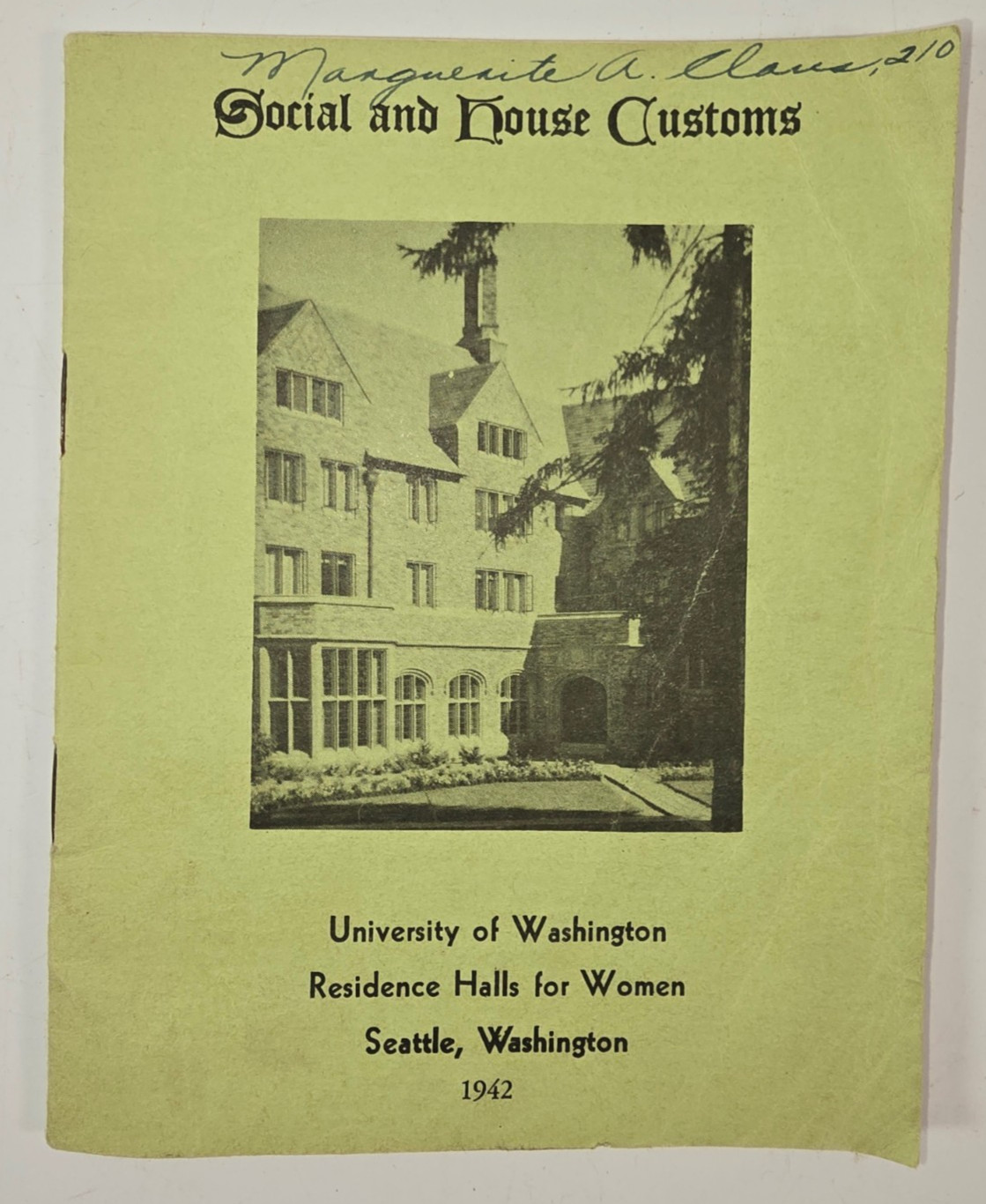 1942 University of Washington Social and House Customs Women's Residence Booklet