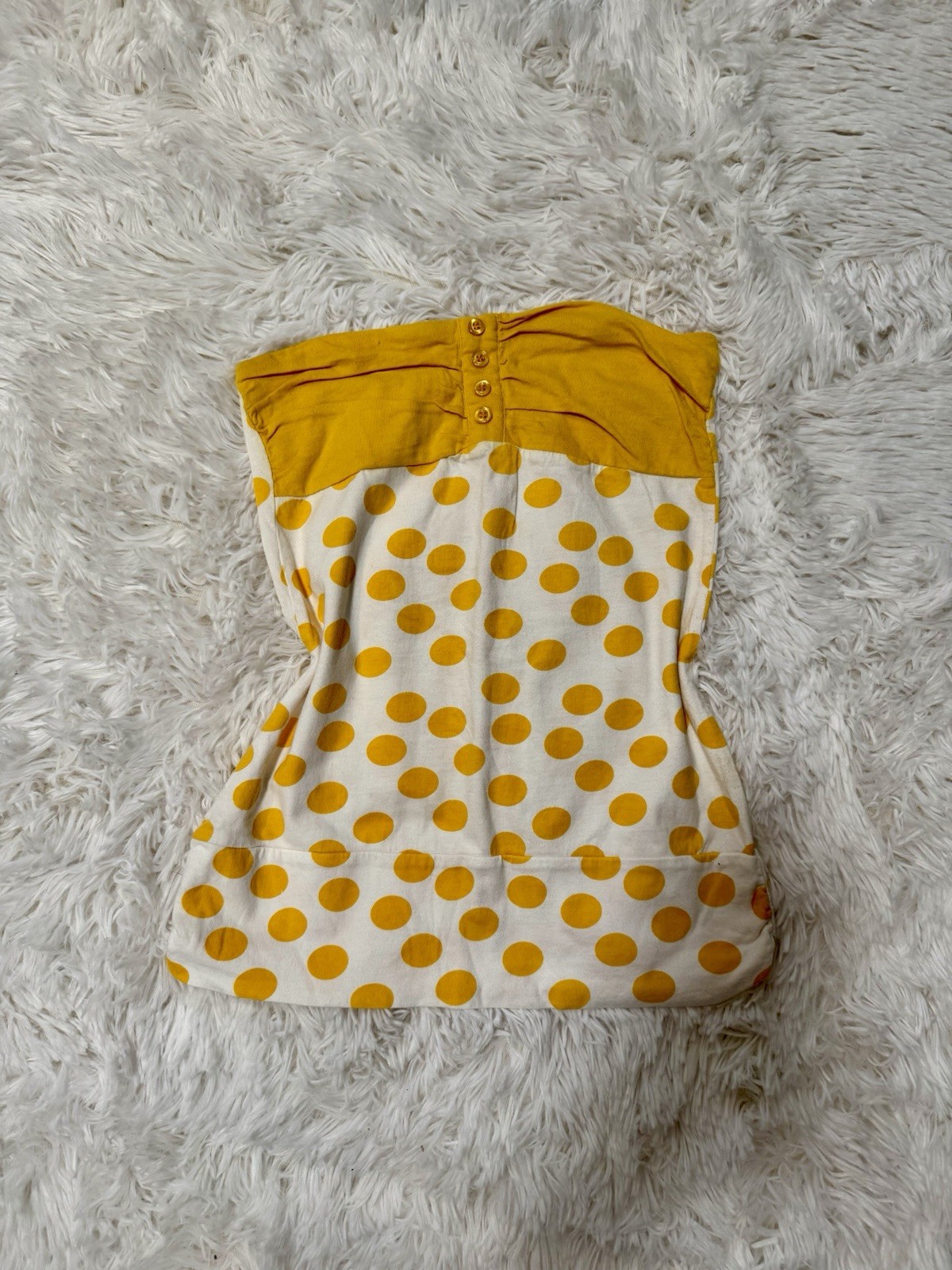 Y2K Yellow Polka Dot Tube Top SZ S Fairy Funky Whimsy Coquette 