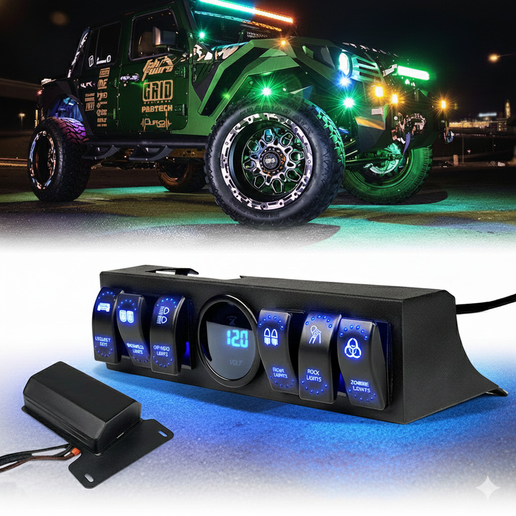 6-Switch Panel for Jeep Wrangler JK Control System Upgrade Off-Road Accessory