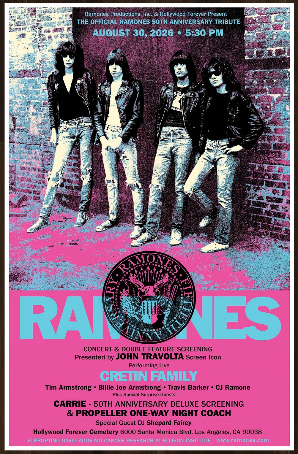 RAMONES 50th Anniversary Tribute Los Angeles 2026 Ltd Ed RARE Poster Display