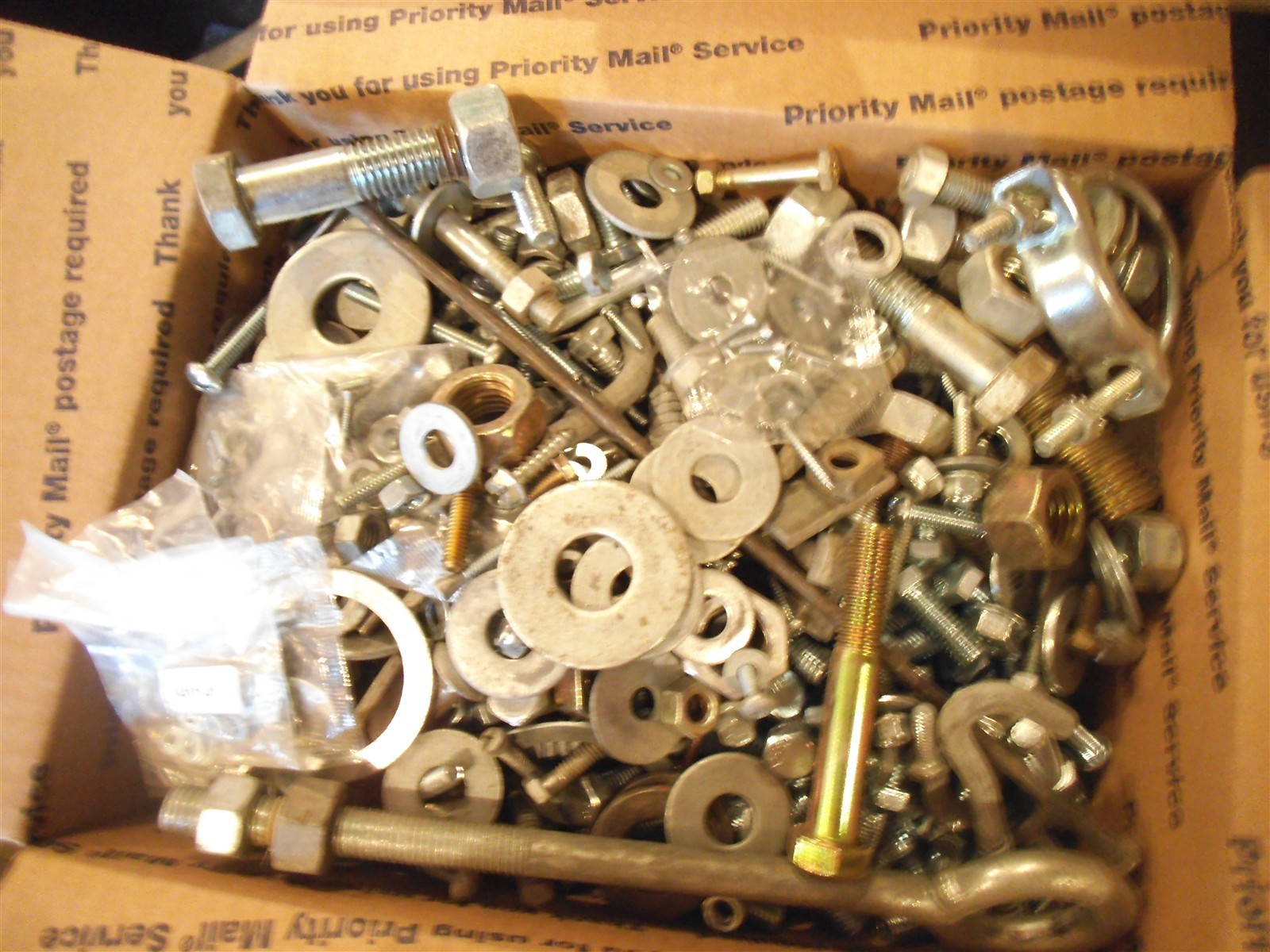 Qty=56 lbs: MIXED LOT OF BOLTS NUTS WASHERS & OTHER FASTENERS- LOT #1