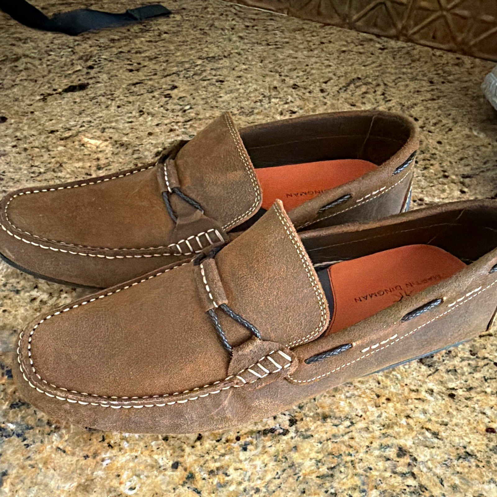 Martin Dingman Brown Suede Slip-On Loafers Mens 12 M Round Toe Rubber Sole