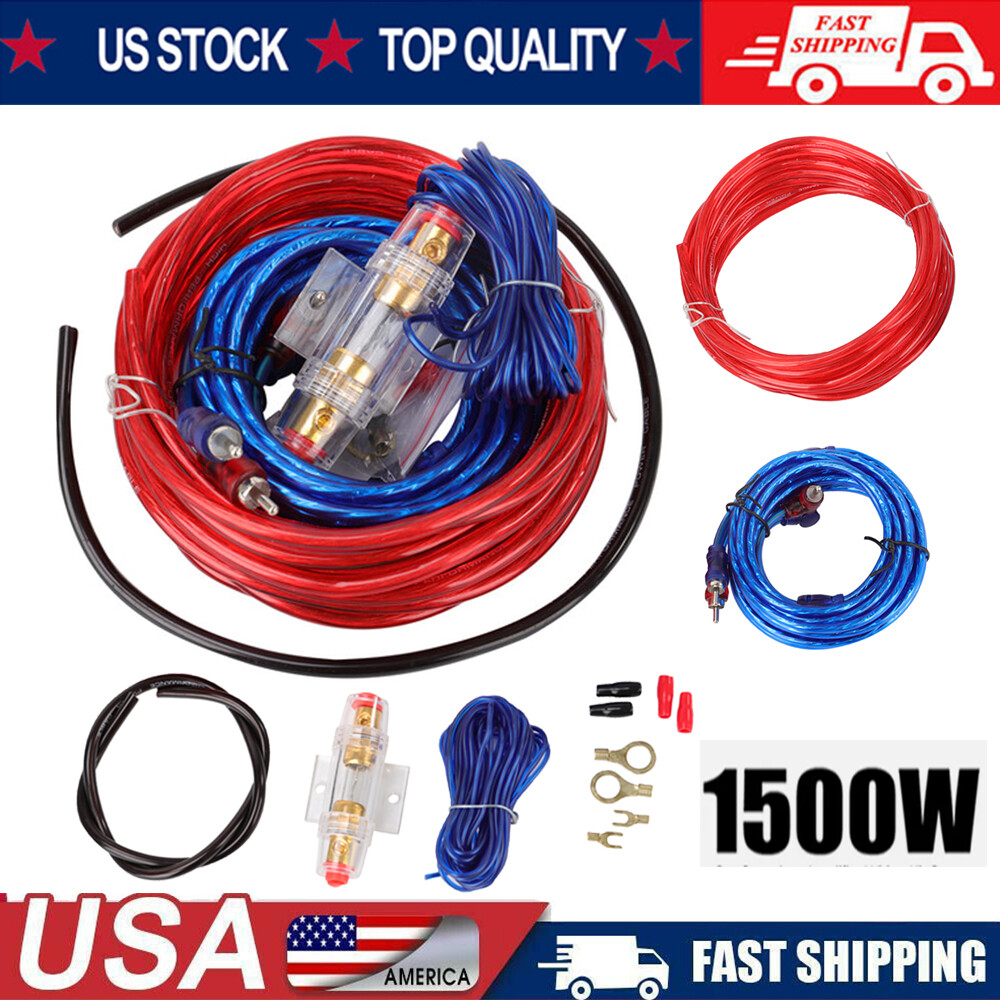 1500W Car Audio Cable Kit Amp Amplifier Install RCA Subwoofer Sub Wiring 8 Gauge