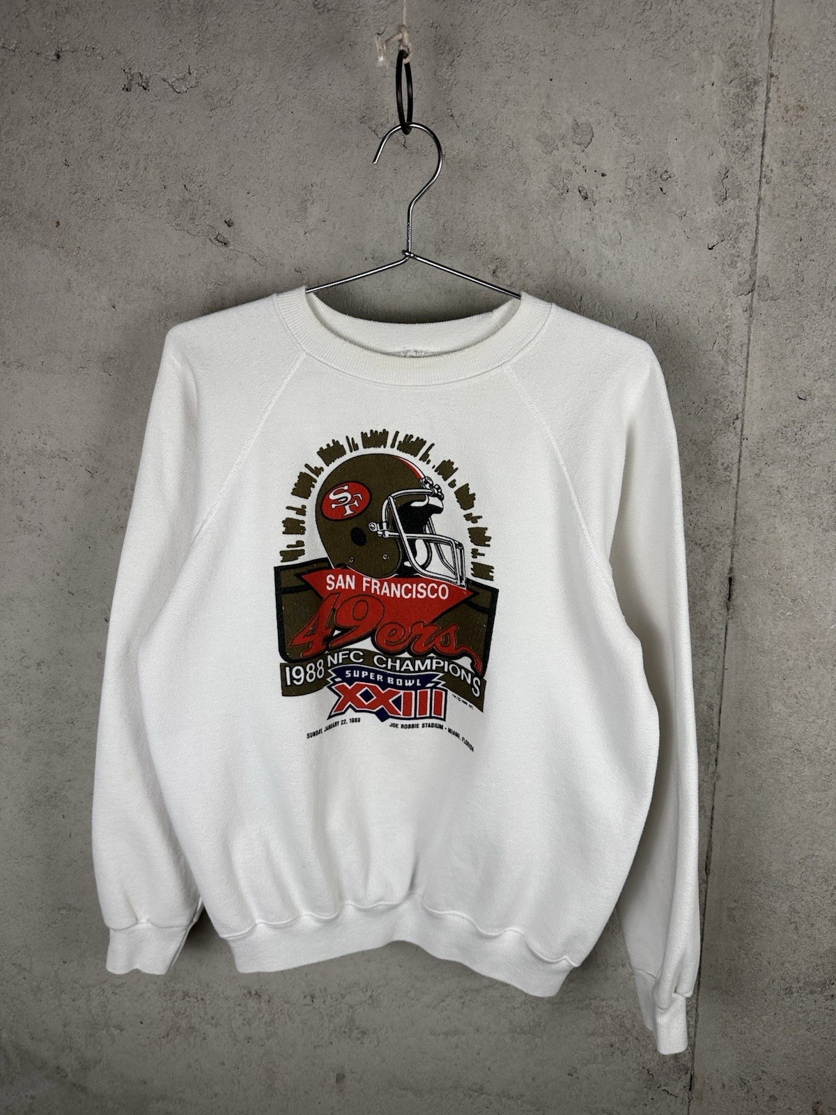 VTG 1989 San Francisco 49ers NFL Football NFC Champions White Sweatshirt Sz MED
