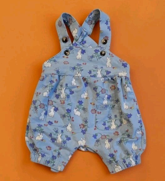 Baby Boden Blue Bunny Floral Print Cotton Overalls 0–3 Months