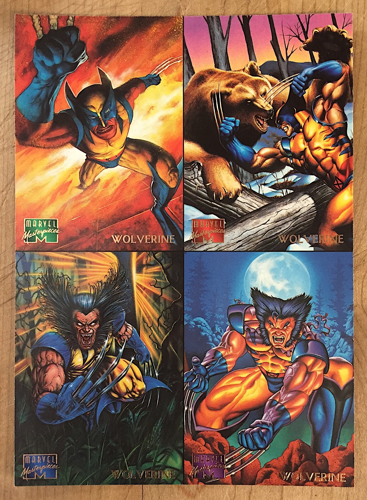 1995 Fleer Marvel Masterpieces / 4 Card WOLVERINE Uncut Promo Sheet 1995 Fleer Marvel Masterpieces / 4 Card WOLVERINE Uncut Promo Sheet
