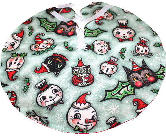 Handmade Johanna Parker Spoonflower Whimsy Frost Christmas Tree Skirt 17 1/4\