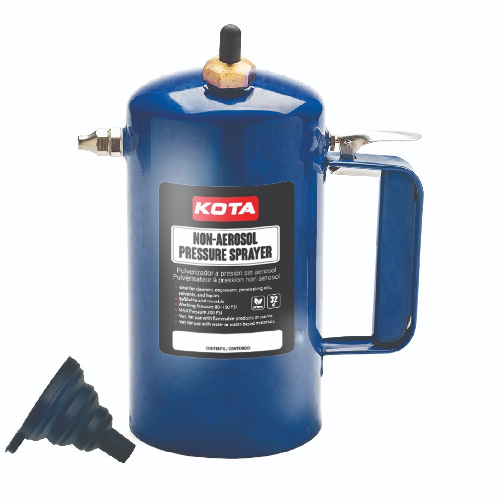 KOTA Non-Aerosol Pressure Sprayer, Refillable Steel Bottle, 32oz