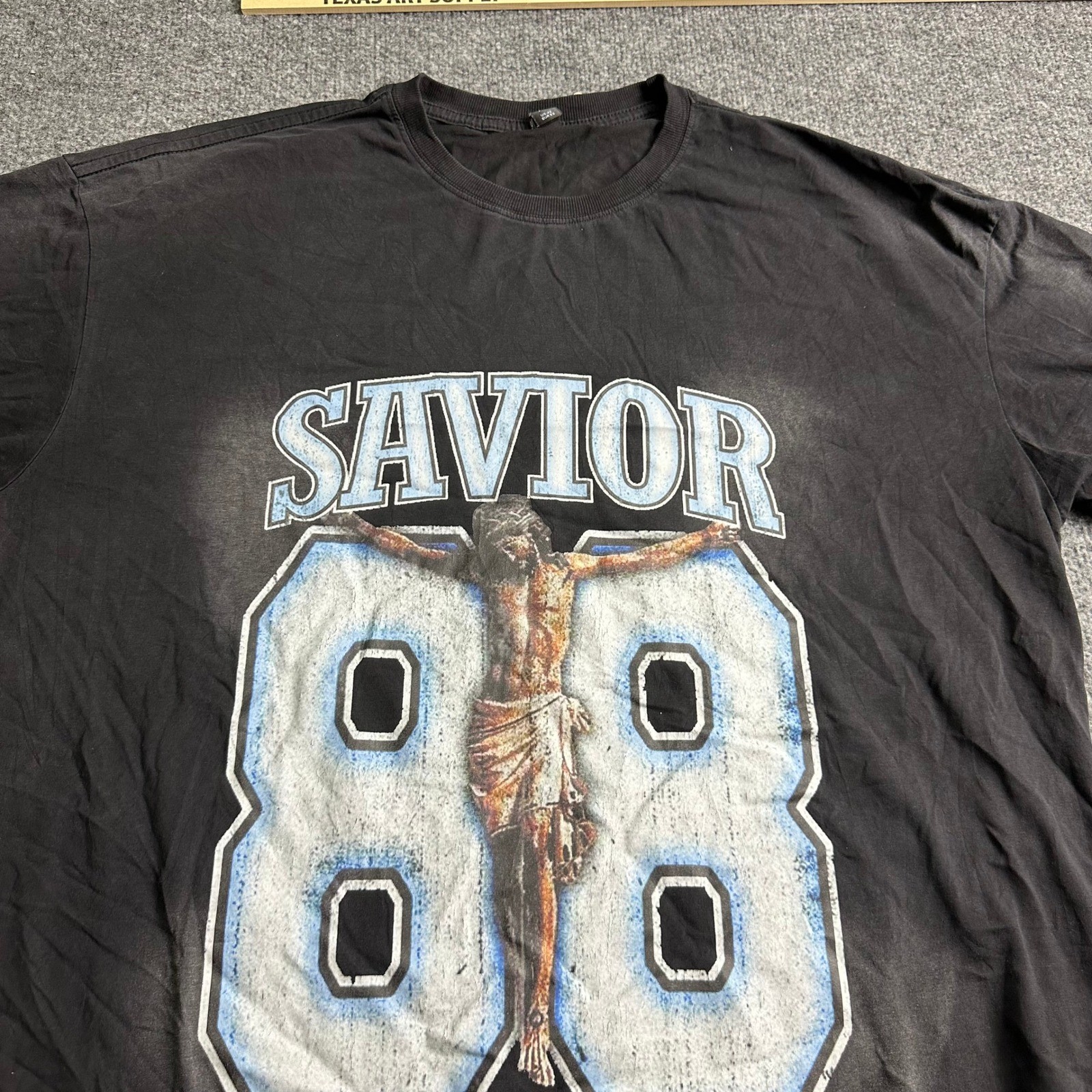 Romwe T-Shirt Mens Size XL Black Savior 88 Jesus Graphic Short Sleeve Streetwear