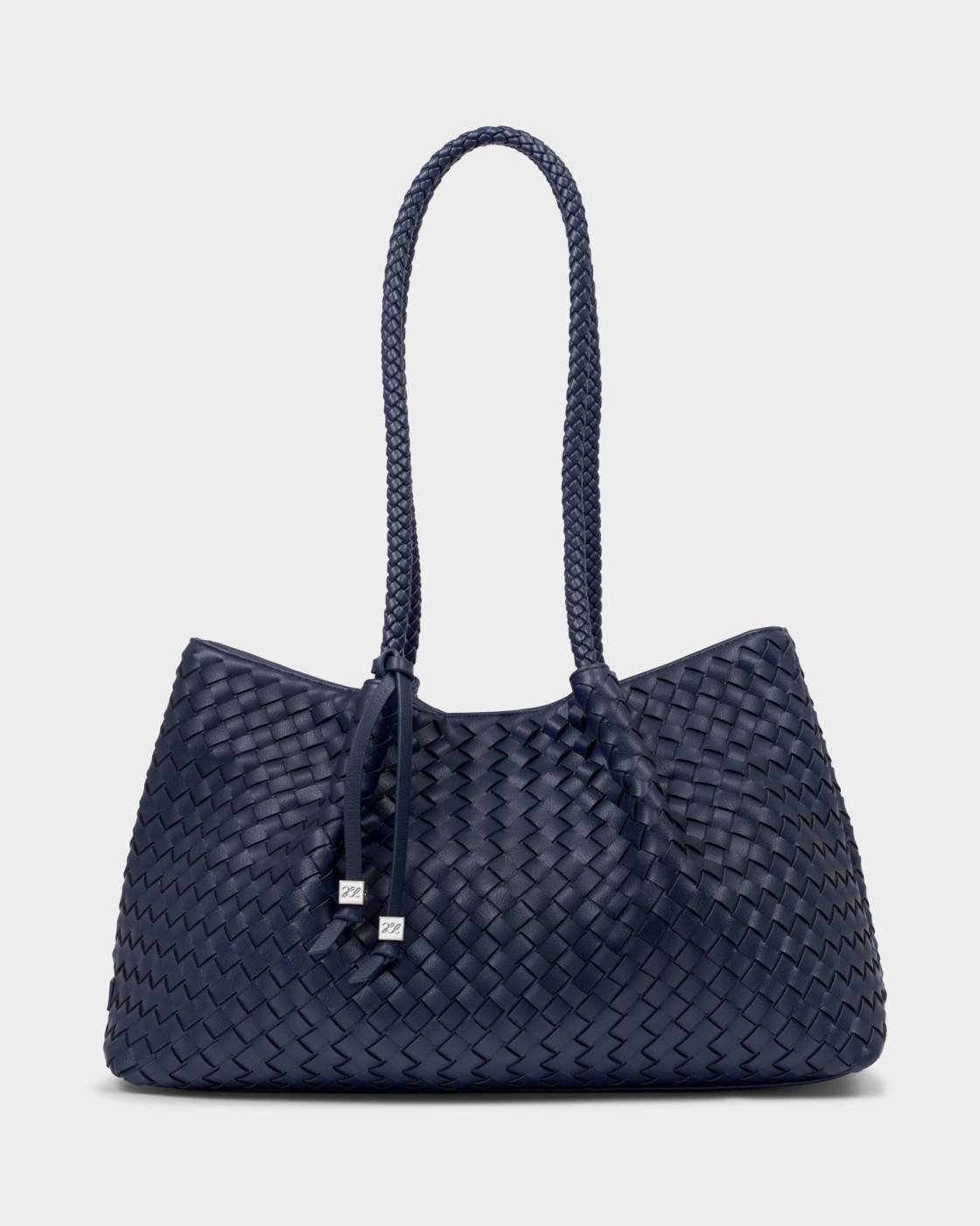 Katie Loxton Nova Hand Woven Small Shoulder Tote Navy Vegan Leather Handbag Tote