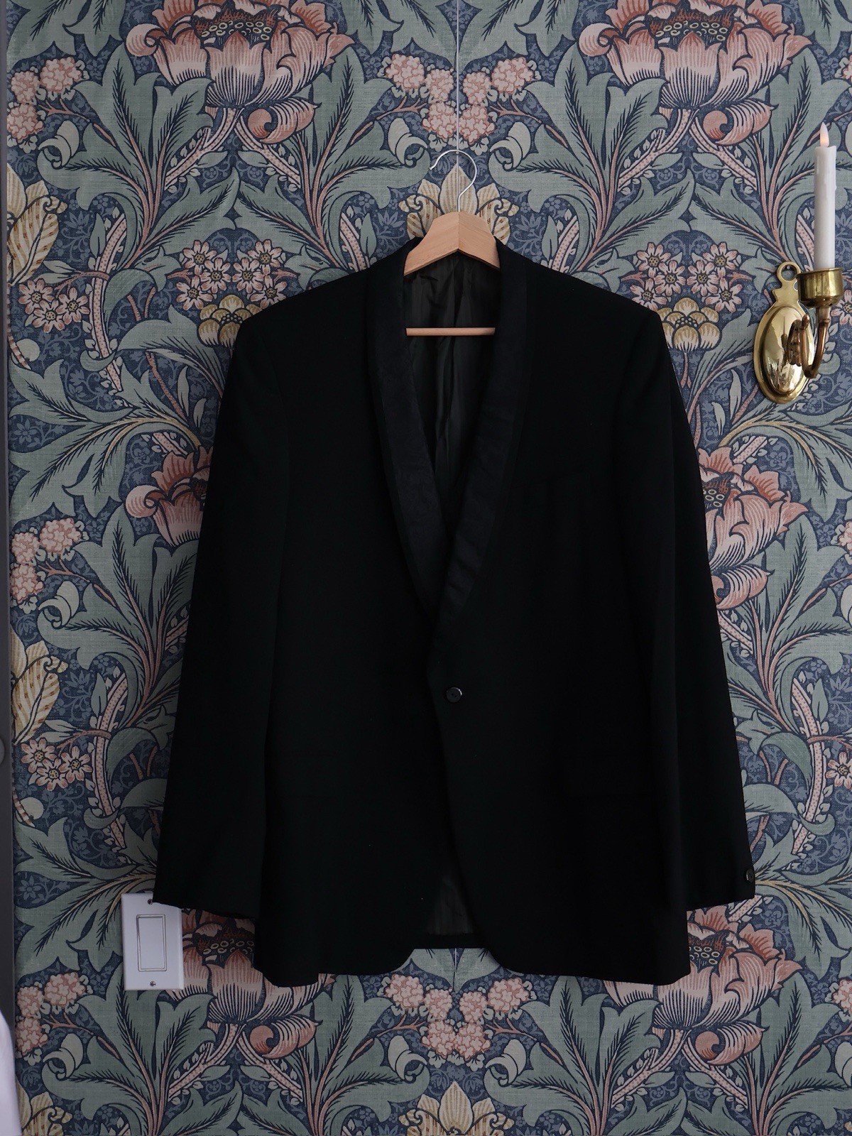 Vintage 60s Men\'s Black Brocade Tuxedo Dinner Jacket Sz 40 Evening Union USA Vintage 60s Men\'s Black Brocade Tuxedo Dinner Jacket Sz 40 Evening Union USA