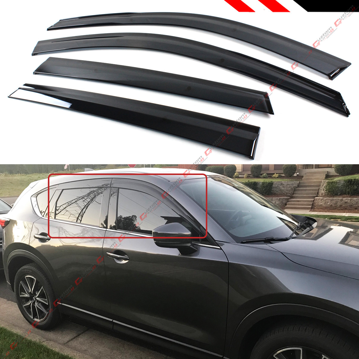 FOR 2017-25 MAZDA CX5 CX-5 SMOKE CLIP-ON TYPE WINDOW VISOR RAIN GUARD DEFLECTORS FOR 2017-25 MAZDA CX5 CX-5 SMOKE CLIP-ON TYPE WINDOW VISOR RAIN GUARD DEFLECTORS