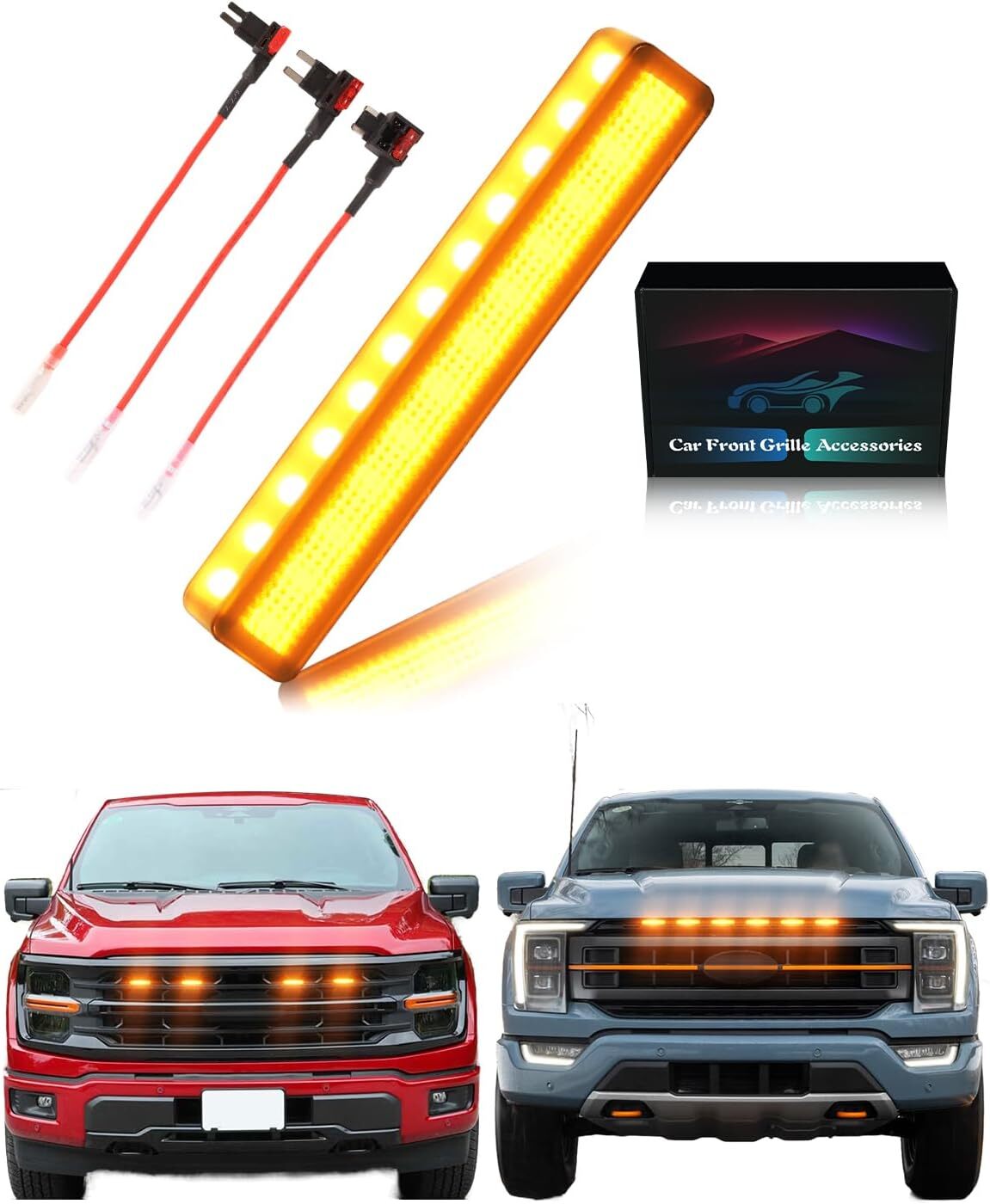 LED Front Grill Lights for 2018-2025 F150 Grille Accessories Warning lamp 4pcs