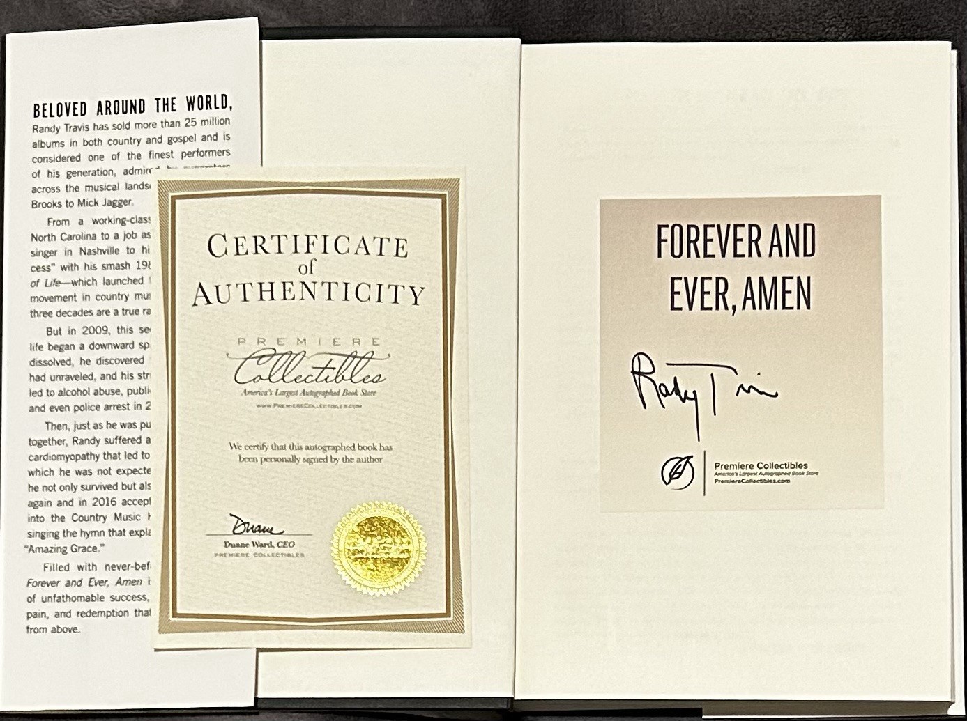 Randy Travis SIGNED Forever and Ever Amen 1ST/1ST Book COA Premiere Collectibles Randy Travis SIGNED Forever and Ever Amen 1ST/1ST Book COA Premiere Collectibles
