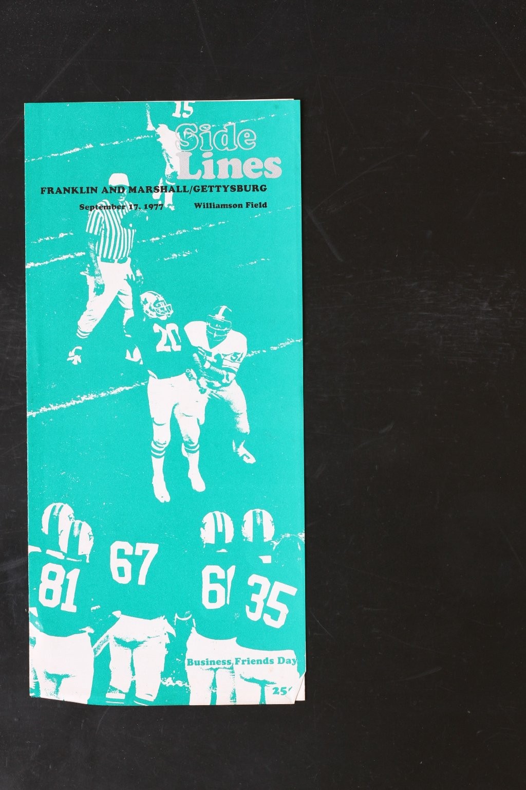 Side Lines Franklin & Marshall Gettysburg Football Program 1977 Vintage Sports
