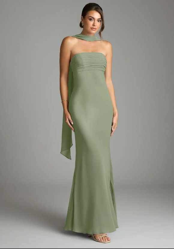 Azazie Saylor Pistachio Green Mermaid Strapless Chiffon Dress A2 - Wedding Guest